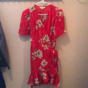 Floral wrap dress with ruffles